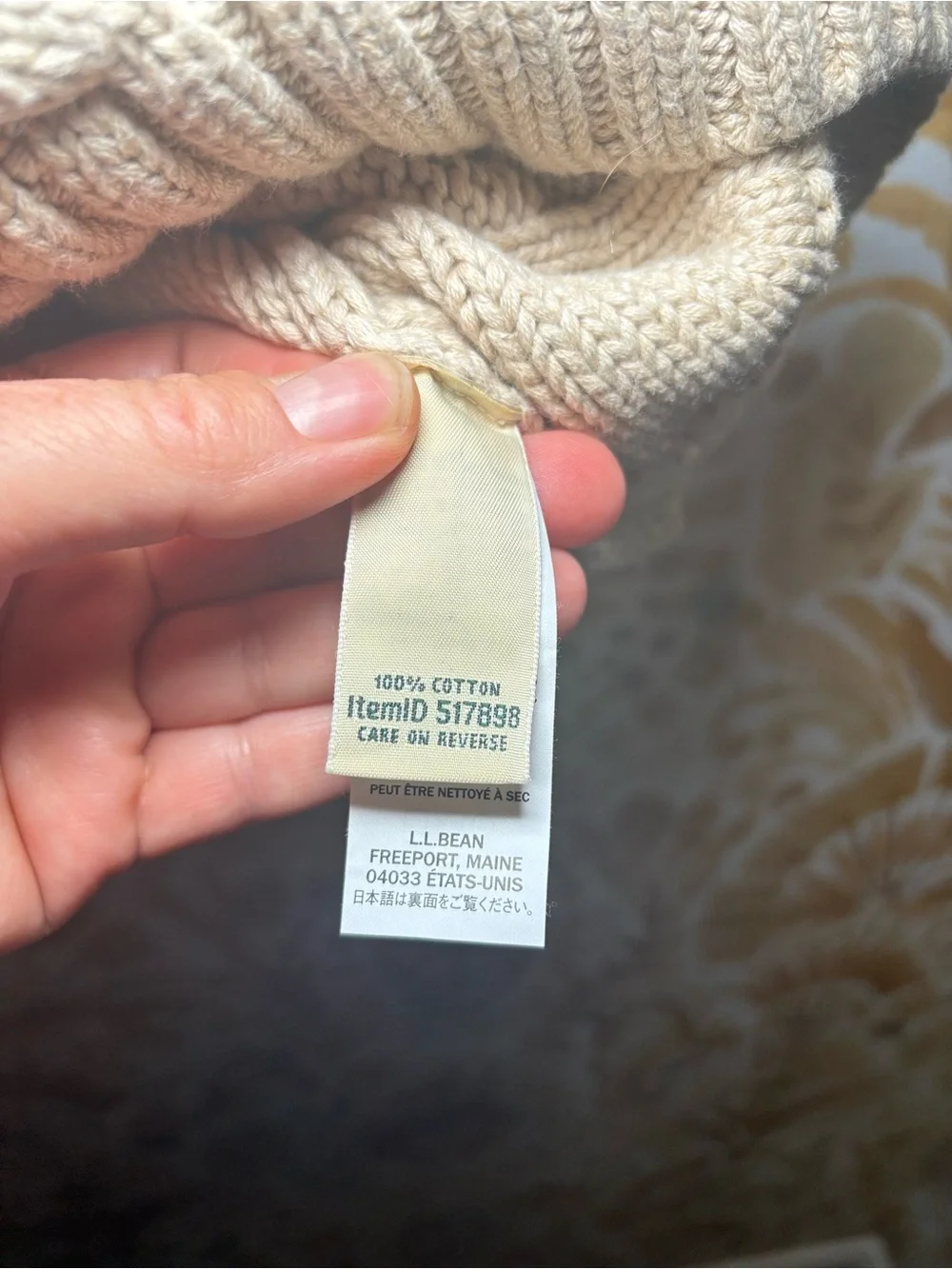 L.L. Bean Cable Knit Sweater | Cream Oatmeal Cotton Knit | Classic PreppyCoastal